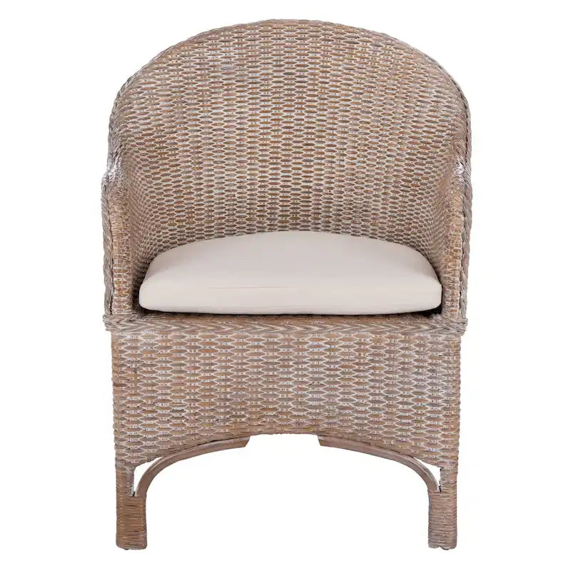 Fauteuil d'appoint en rotin avec coussin – 56 cm (L) x 69 cm (P) x 84 cm (H)