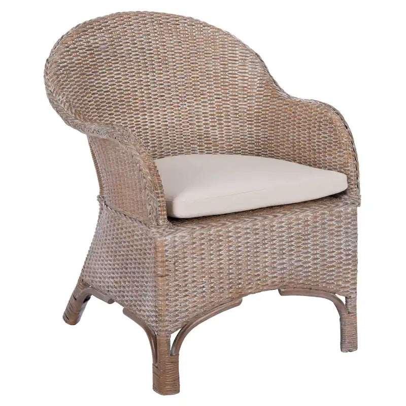 Fauteuil d'appoint en rotin avec coussin – 56 cm (L) x 69 cm (P) x 84 cm (H)