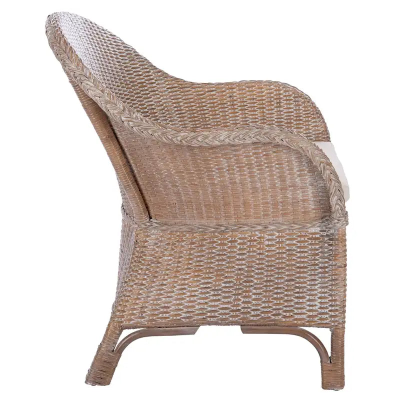 Fauteuil d'appoint en rotin avec coussin – 56 cm (L) x 69 cm (P) x 84 cm (H)