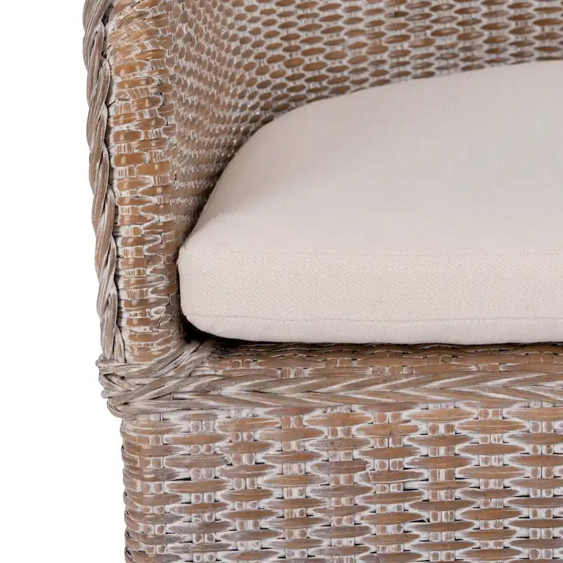 Fauteuil d'appoint en rotin avec coussin – 56 cm (L) x 69 cm (P) x 84 cm (H)