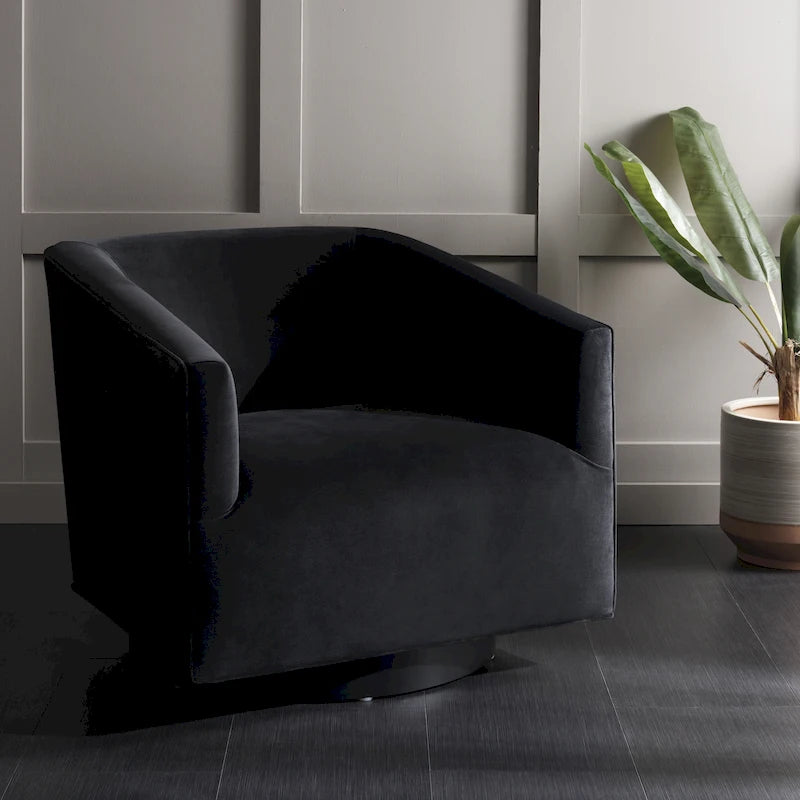 Fauteuil d'appoint pivotant en velours (entièrement assemblé) – 32"L x 33"P x 29"H