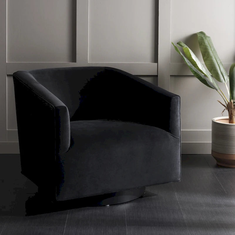 Fauteuil d'appoint pivotant en velours (entièrement assemblé) – 32"L x 33"P x 29"H
