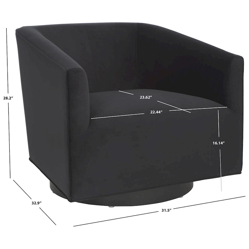 Fauteuil d'appoint pivotant en velours (entièrement assemblé) – 32"L x 33"P x 29"H