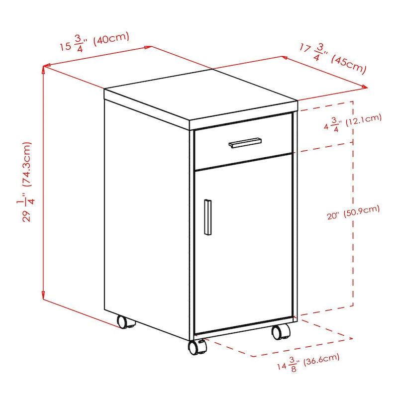 Meuble de rangement avec 1 tiroir, bois recyclé et blanc – 39,9 cm L x 74,3 cm H
