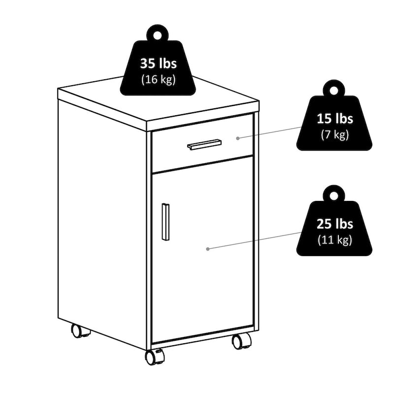 Meuble de rangement avec 1 tiroir, bois recyclé et blanc – 39,9 cm L x 74,3 cm H