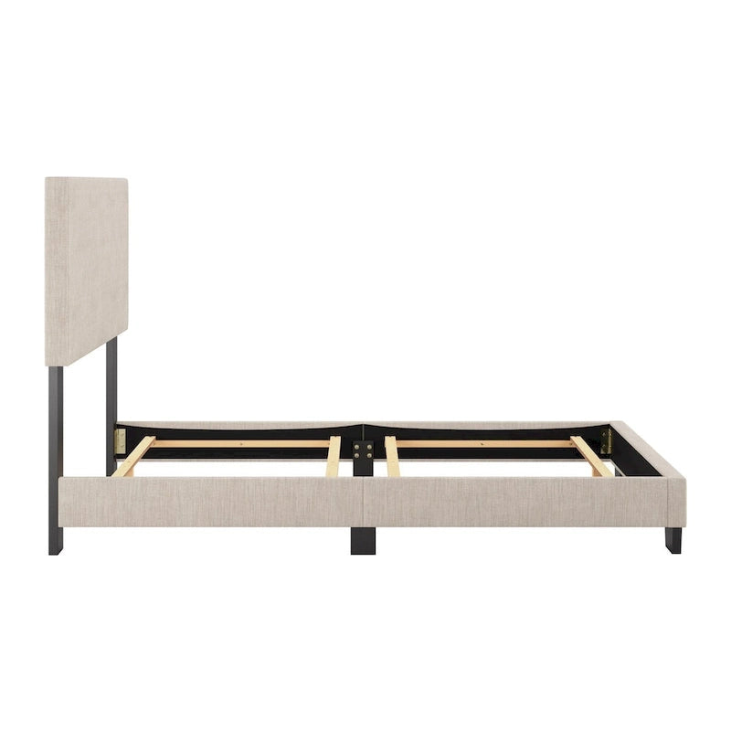 Lit moderne simple avec tête de lit rembourrée, sommier tapissier requis