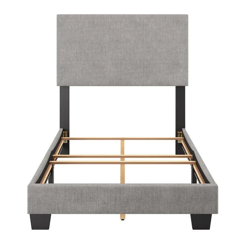 Lit moderne simple avec tête de lit rembourrée, sommier tapissier requis