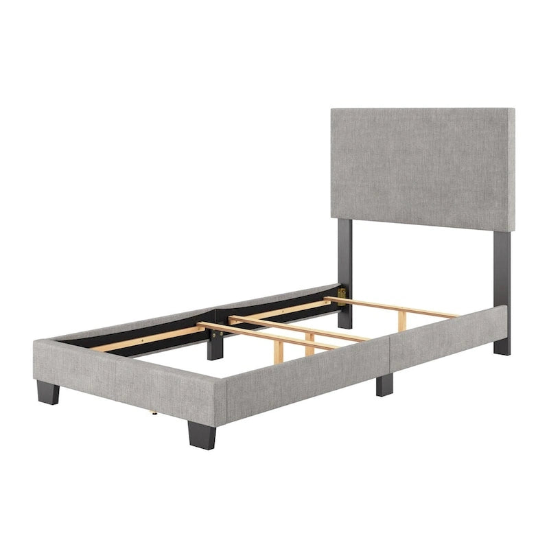 Lit moderne simple avec tête de lit rembourrée, sommier tapissier requis