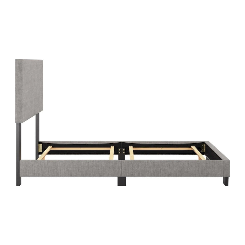 Lit moderne simple avec tête de lit rembourrée, sommier tapissier requis