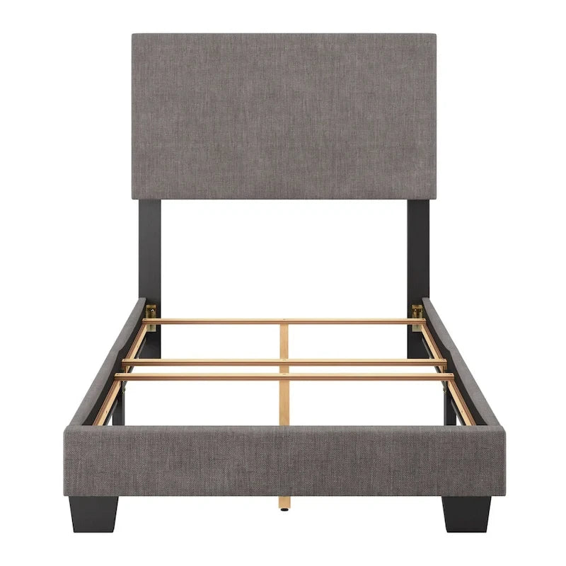 Lit moderne simple avec tête de lit rembourrée, sommier tapissier requis