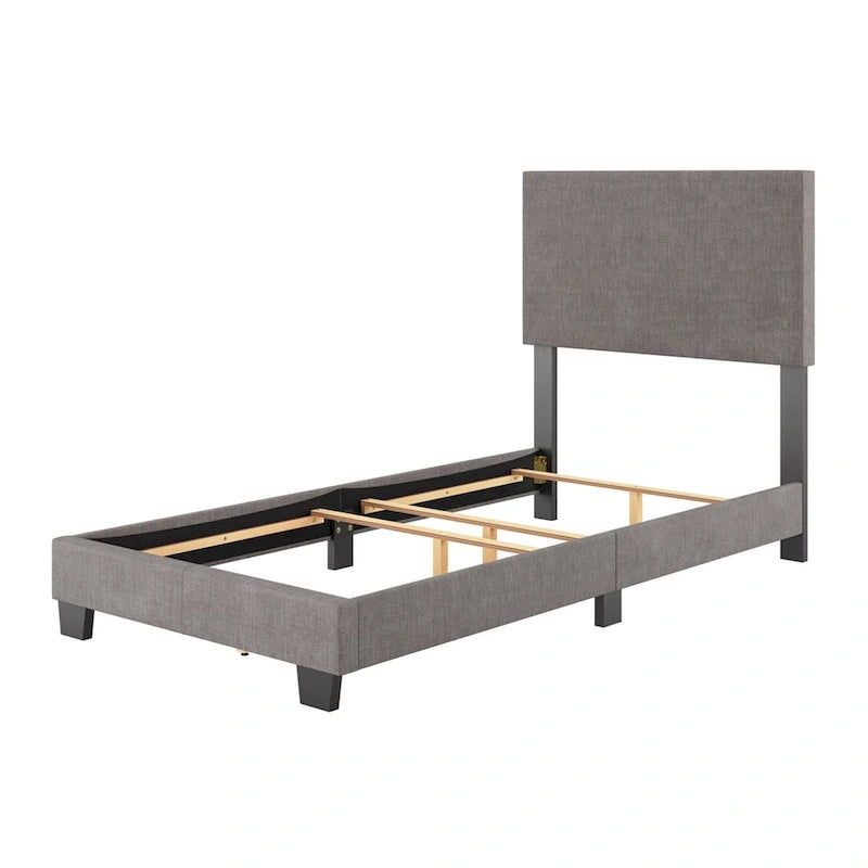 Lit moderne simple avec tête de lit rembourrée, sommier tapissier requis