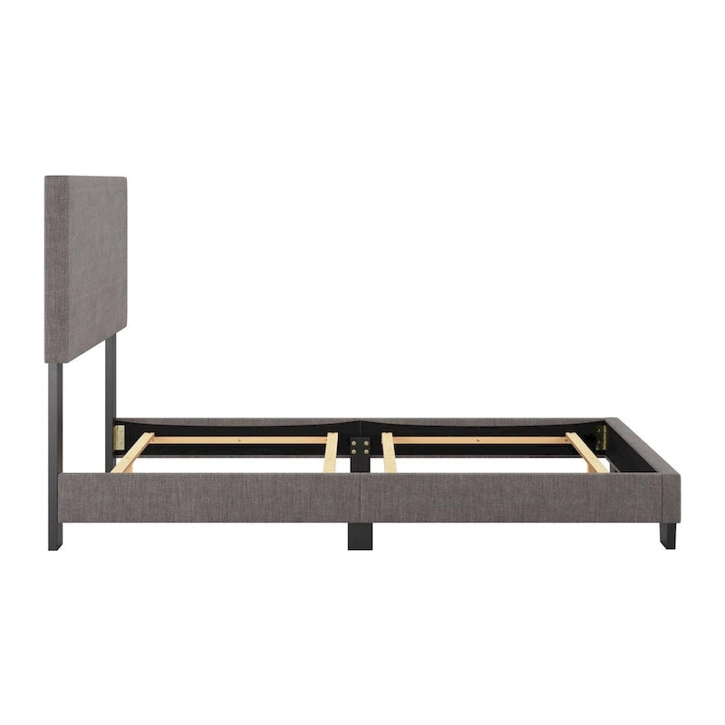 Lit moderne simple avec tête de lit rembourrée, sommier tapissier requis