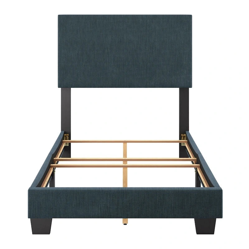 Lit moderne simple avec tête de lit rembourrée, sommier tapissier requis