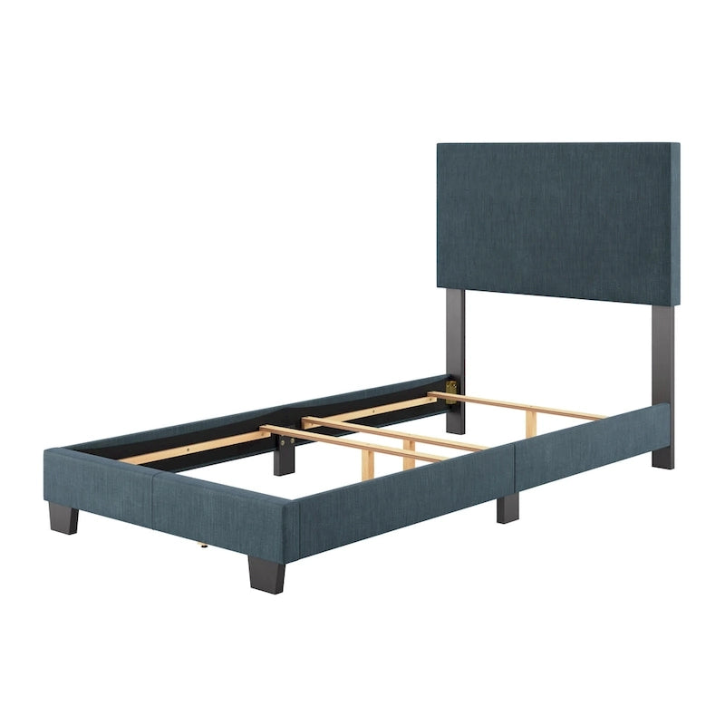 Lit moderne simple avec tête de lit rembourrée, sommier tapissier requis