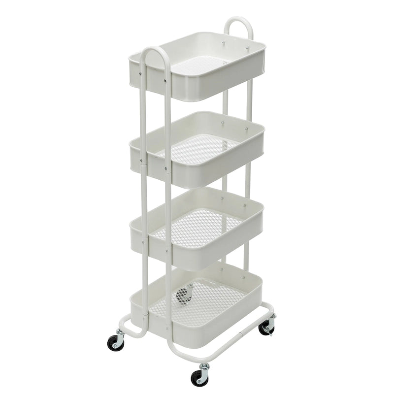 Chariot de rangement à roulettes en métal à 4 niveaux - 45x35x109 cm