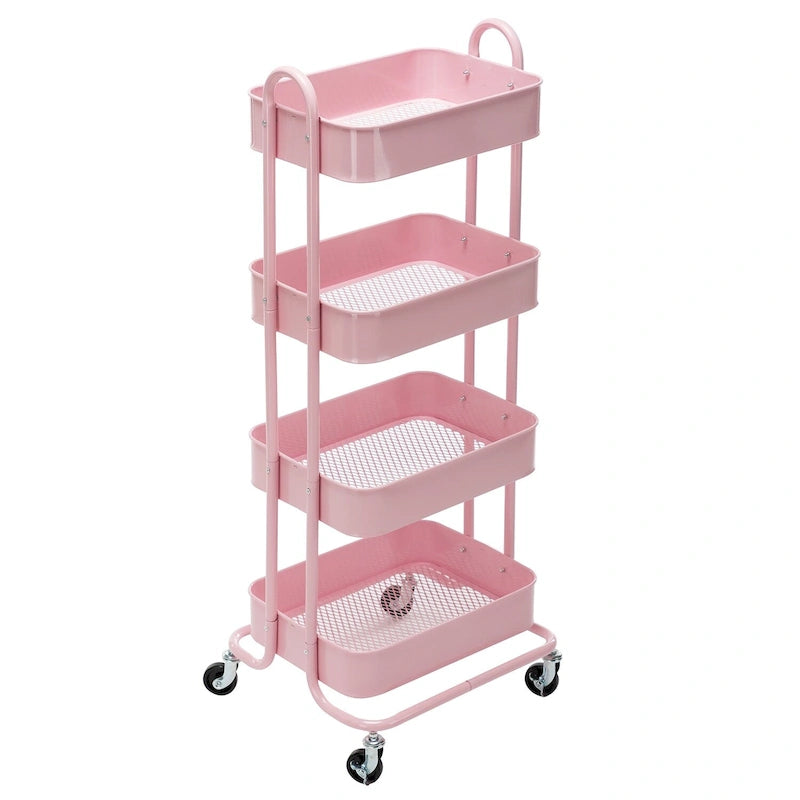 Chariot de rangement à roulettes en métal à 4 niveaux - 45x35x109 cm