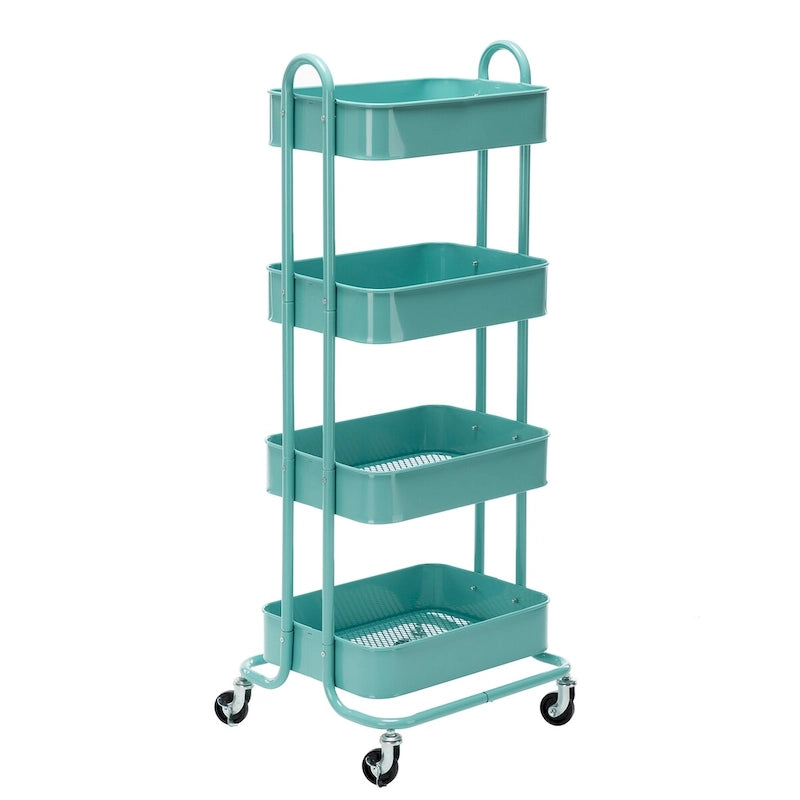 Chariot de rangement à roulettes en métal à 4 niveaux - 45x35x109 cm