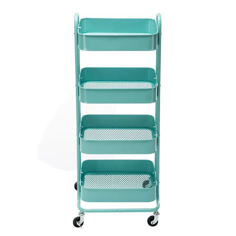 Chariot de rangement à roulettes en métal à 4 niveaux - 45x35x109 cm