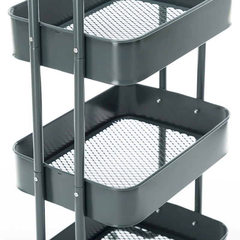 Chariot de rangement à roulettes en métal à 4 niveaux - 45x35x109 cm