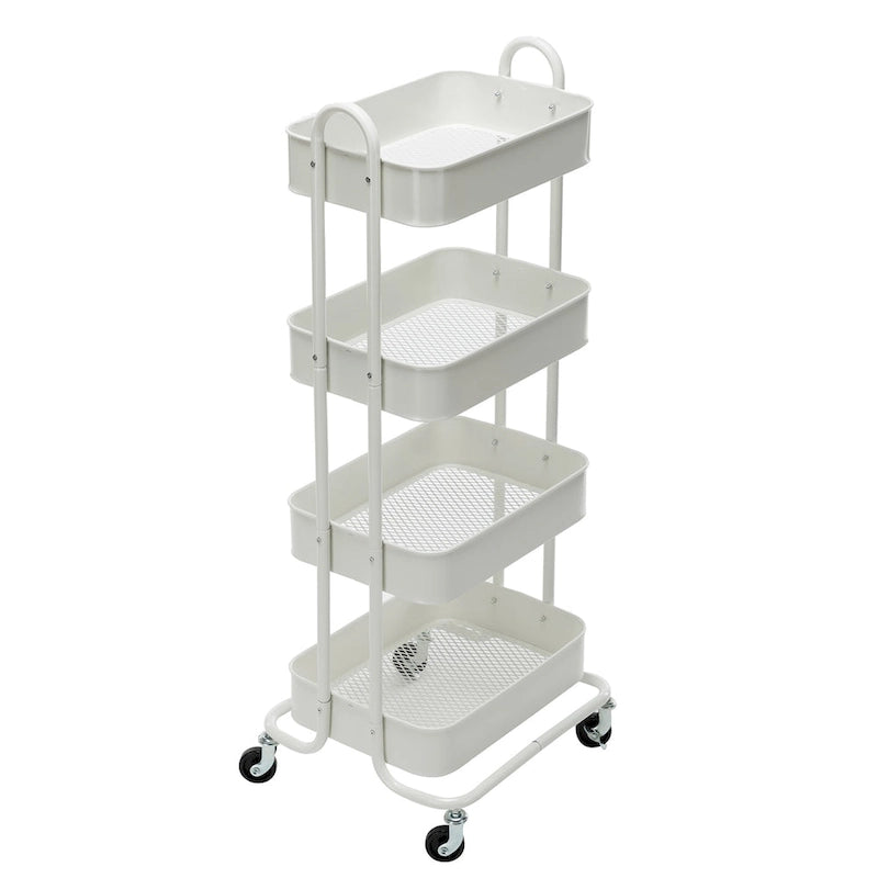 Chariot de rangement à roulettes en métal à 4 niveaux - 45x35x109 cm