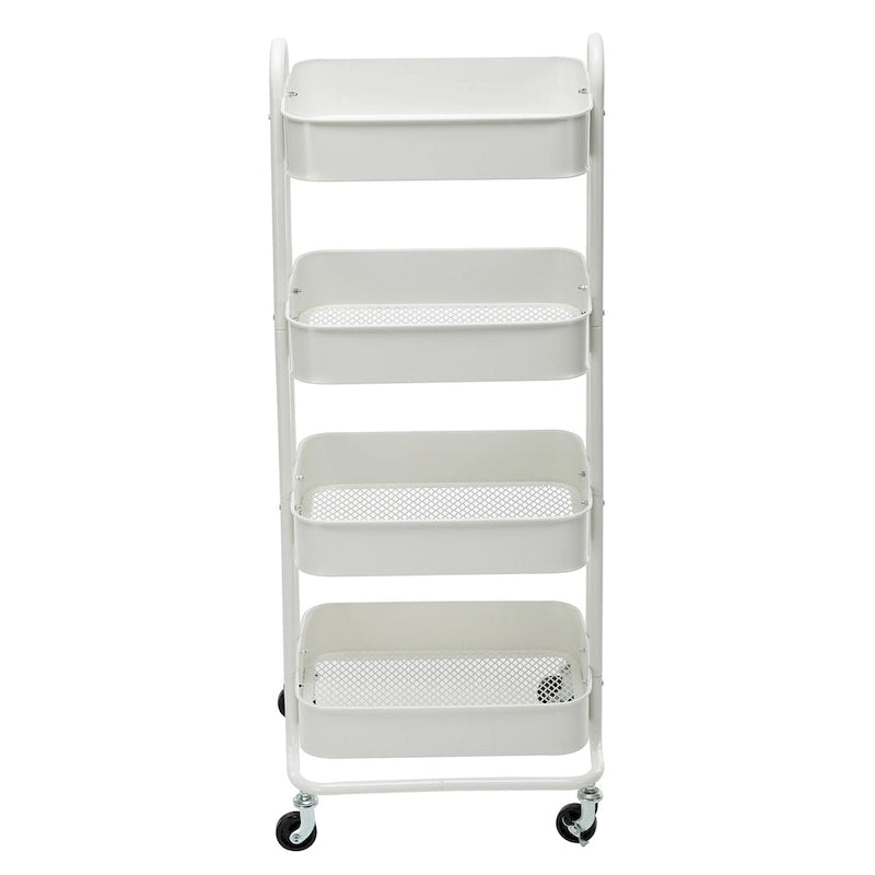 Chariot de rangement à roulettes en métal à 4 niveaux - 45x35x109 cm