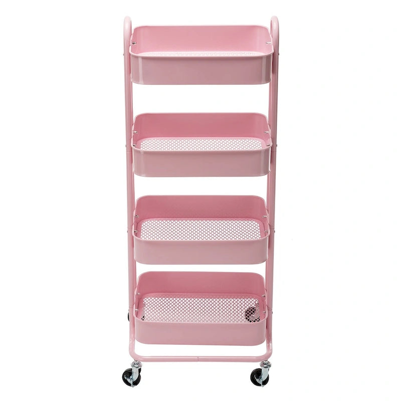 Chariot de rangement à roulettes en métal à 4 niveaux - 45x35x109 cm