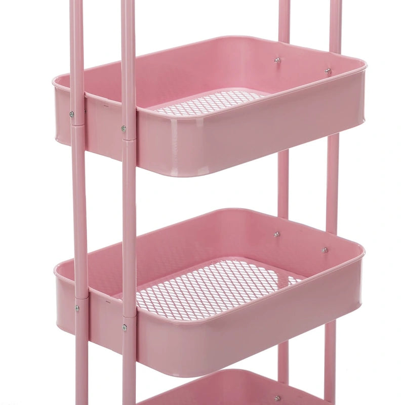 Chariot de rangement à roulettes en métal à 4 niveaux - 45x35x109 cm