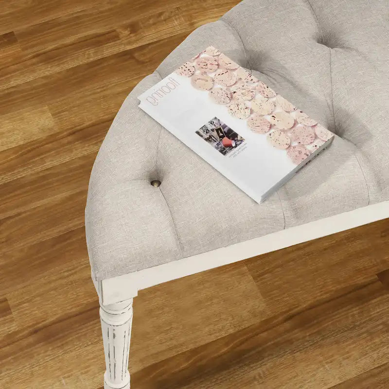 Banc rétro capitonné en lin