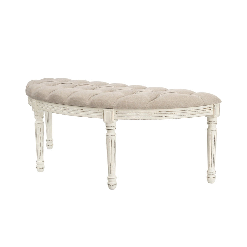 Banc rétro capitonné en lin