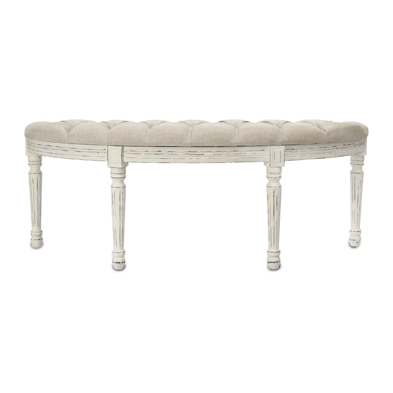 Banc rétro capitonné en lin
