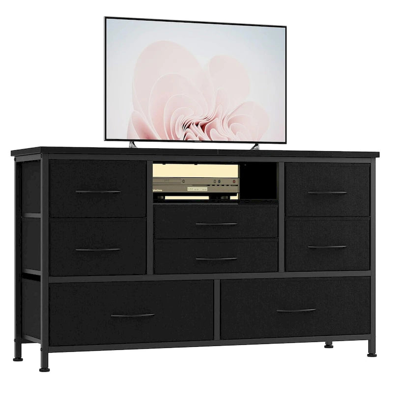 Commode à 8 tiroirs Meuble TV avec prise de courant et LED RVB – 55"