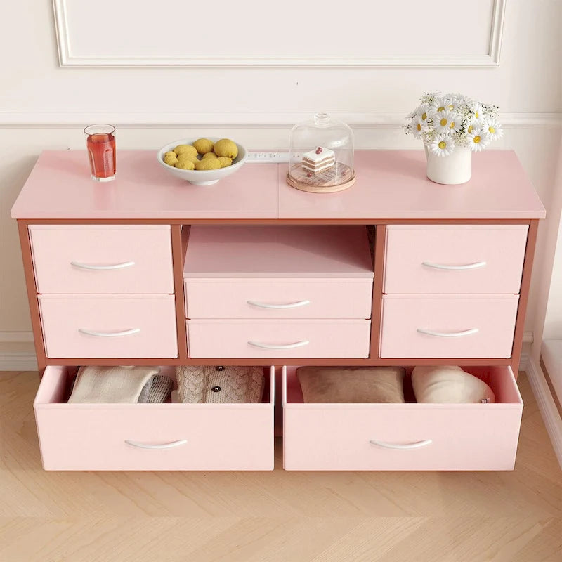 Commode à 8 tiroirs Meuble TV avec prise de courant et LED RVB – 55"