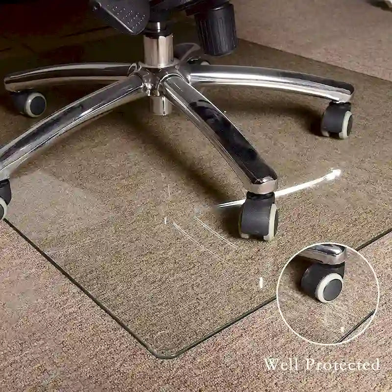 Tapis de chaise de bureau en verre trempé pour plancher de bois franc