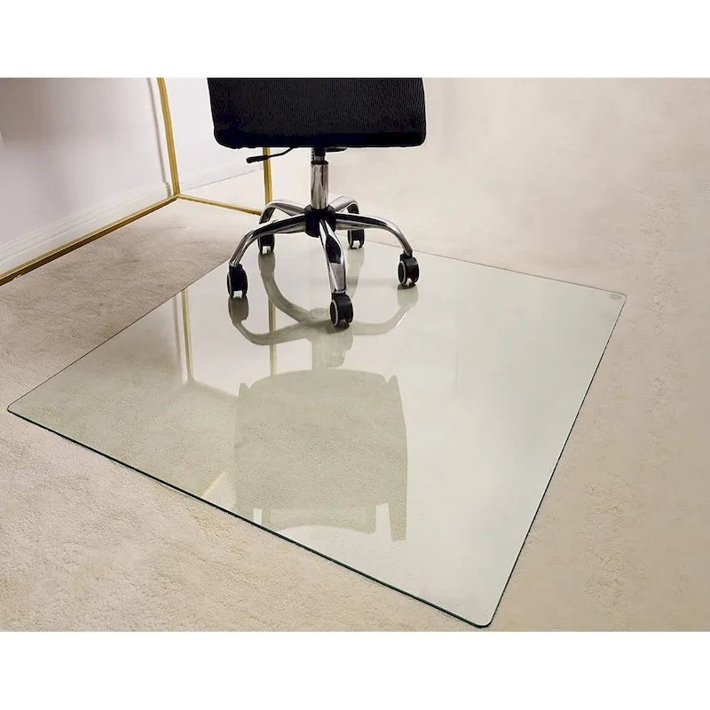Tapis de chaise de bureau en verre trempé pour plancher de bois franc