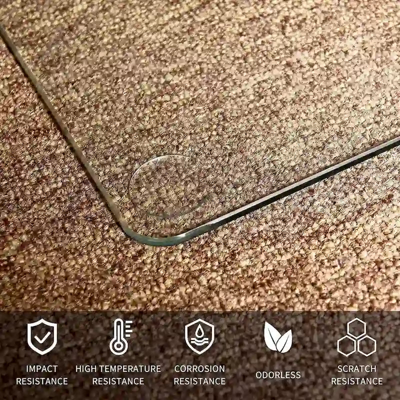 Tapis de chaise de bureau en verre trempé pour plancher de bois franc