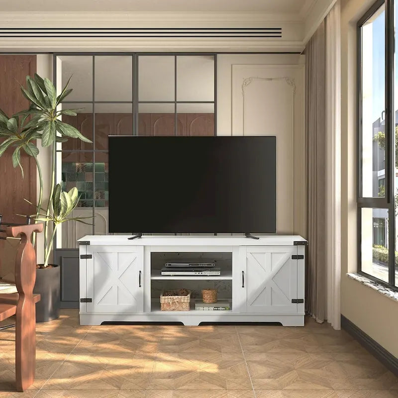 Meuble TV d'inspiration ferme moderne, Console de divertissement façon grange