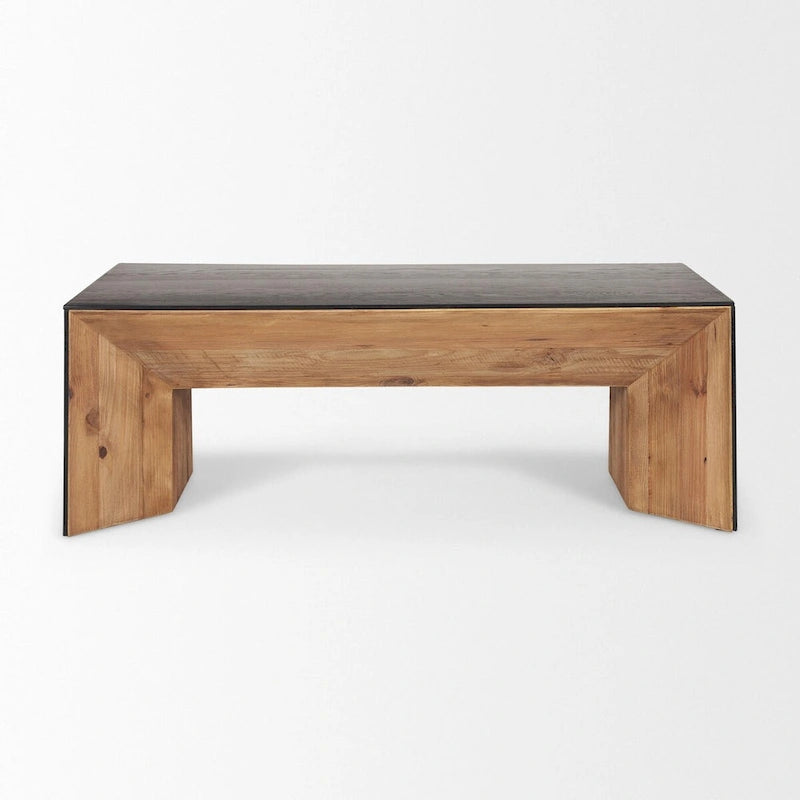 Table basse cascade en bois naturel et chêne noir – 53"L x 30"W x 18"H