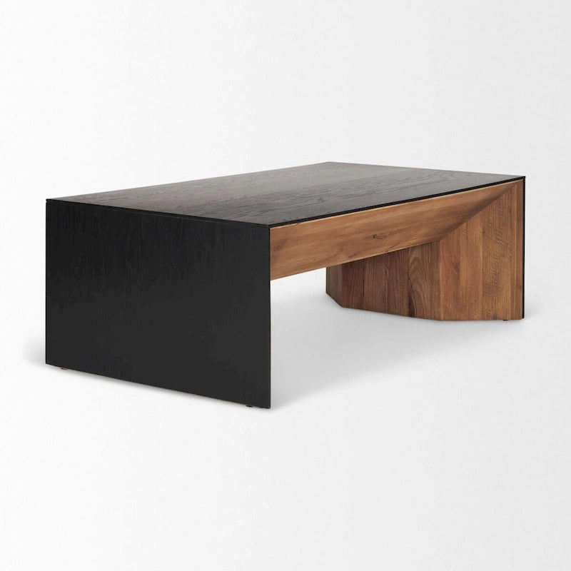 Table basse cascade en bois naturel et chêne noir – 53"L x 30"W x 18"H