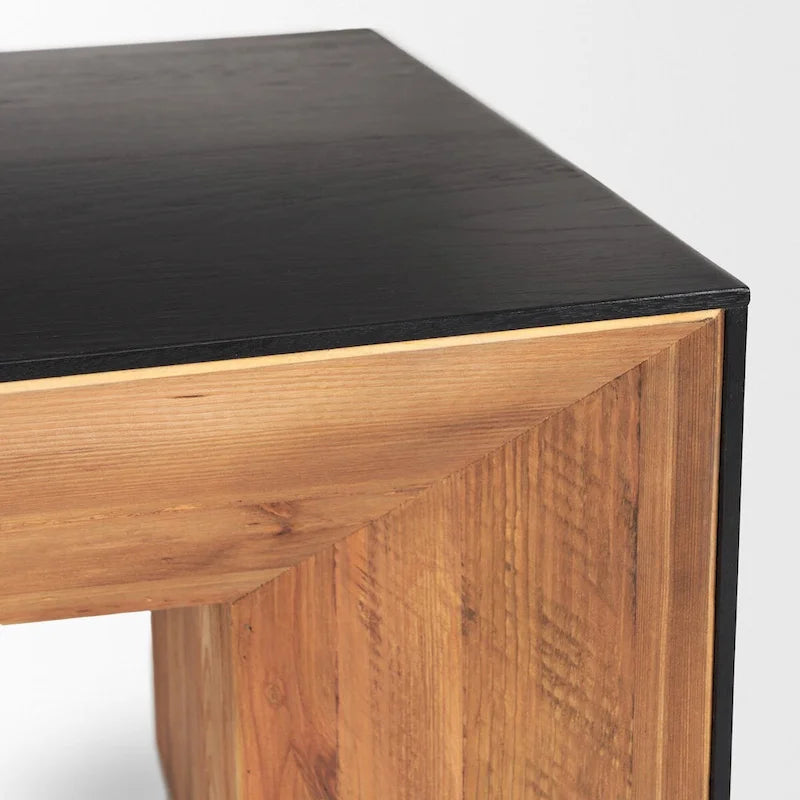 Table basse cascade en bois naturel et chêne noir – 53"L x 30"W x 18"H