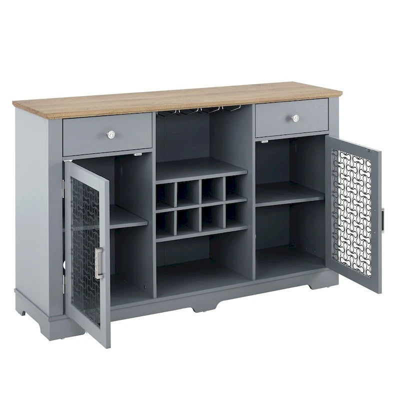 Buffet-vaisselier de style ferme moderne avec tiroirs et porte vitrée
