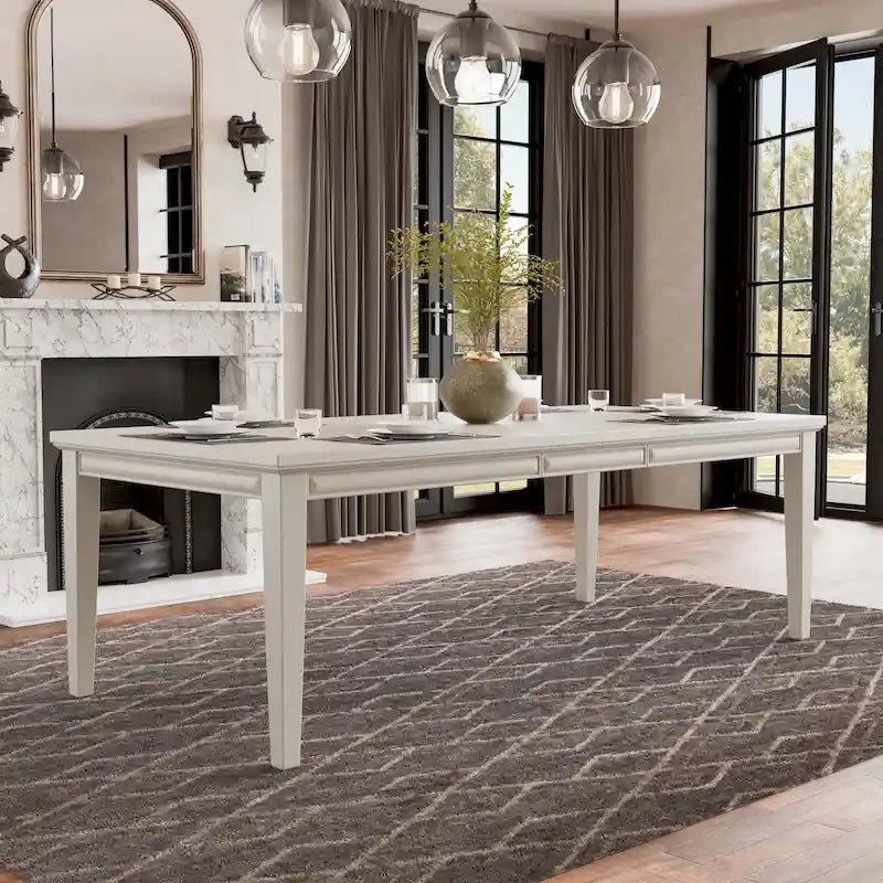 Table à manger extensible moderne en bois de 90 pouces avec rallonge de 18 pouces