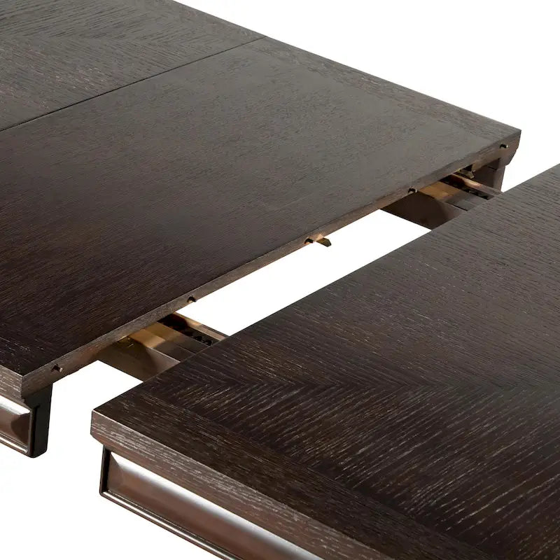Table à manger extensible moderne en bois de 90 pouces avec rallonge de 18 pouces