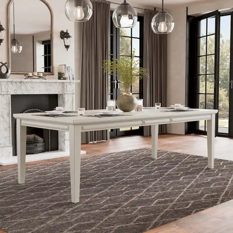 Table à manger extensible moderne en bois de 90 pouces avec rallonge de 18 pouces