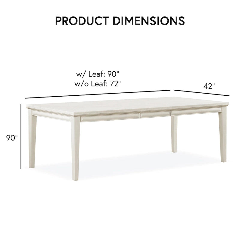 Table à manger extensible moderne en bois de 90 pouces avec rallonge de 18 pouces