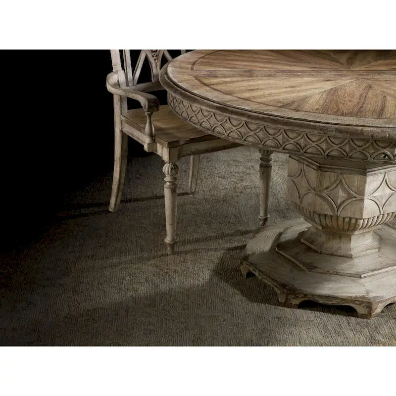 Table de salle à manger de ferme de luxe vintage ronde de 54 po avec rallonge